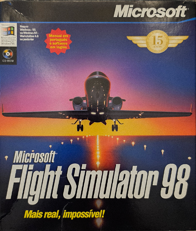 Microsoft Flight Simulator 98 (Brazilian Portuguese), original big box front cover