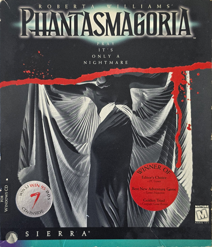 Roberta Williams' Phantasmagoria, original big box front cover